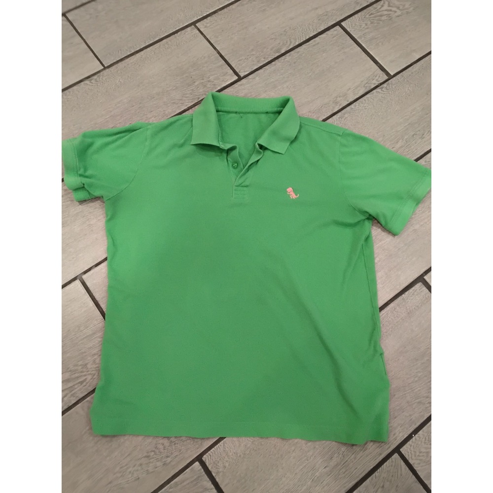 Jared Lang Mens Green 100% Pima Cotton Polo Shirt Pink Dinosaur Logo Size L